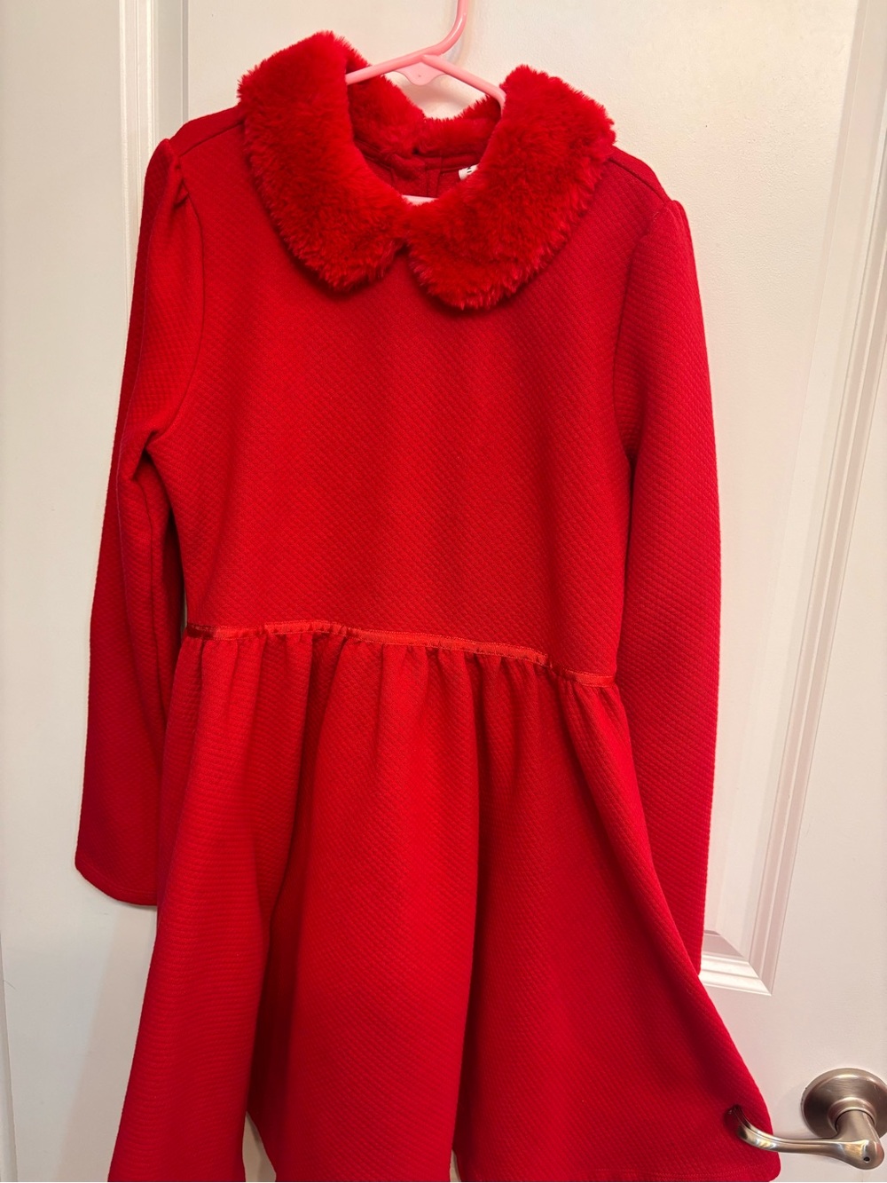 Janie and Jack Red Faux-Fur Collar Fit-and-Flare Dress